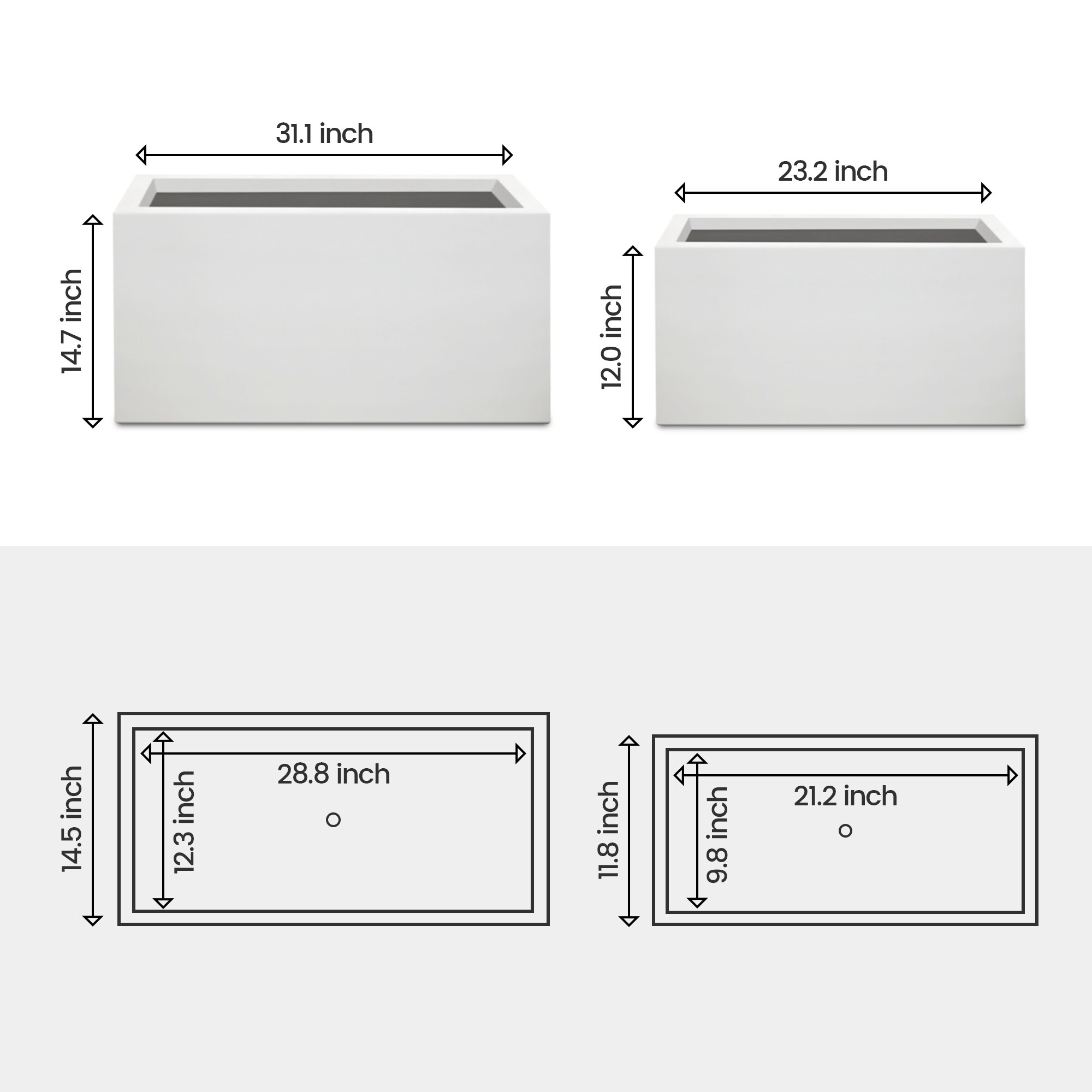 PLANTARA 32 in. and 23.6 in. H Concrete Tall Solid White planter