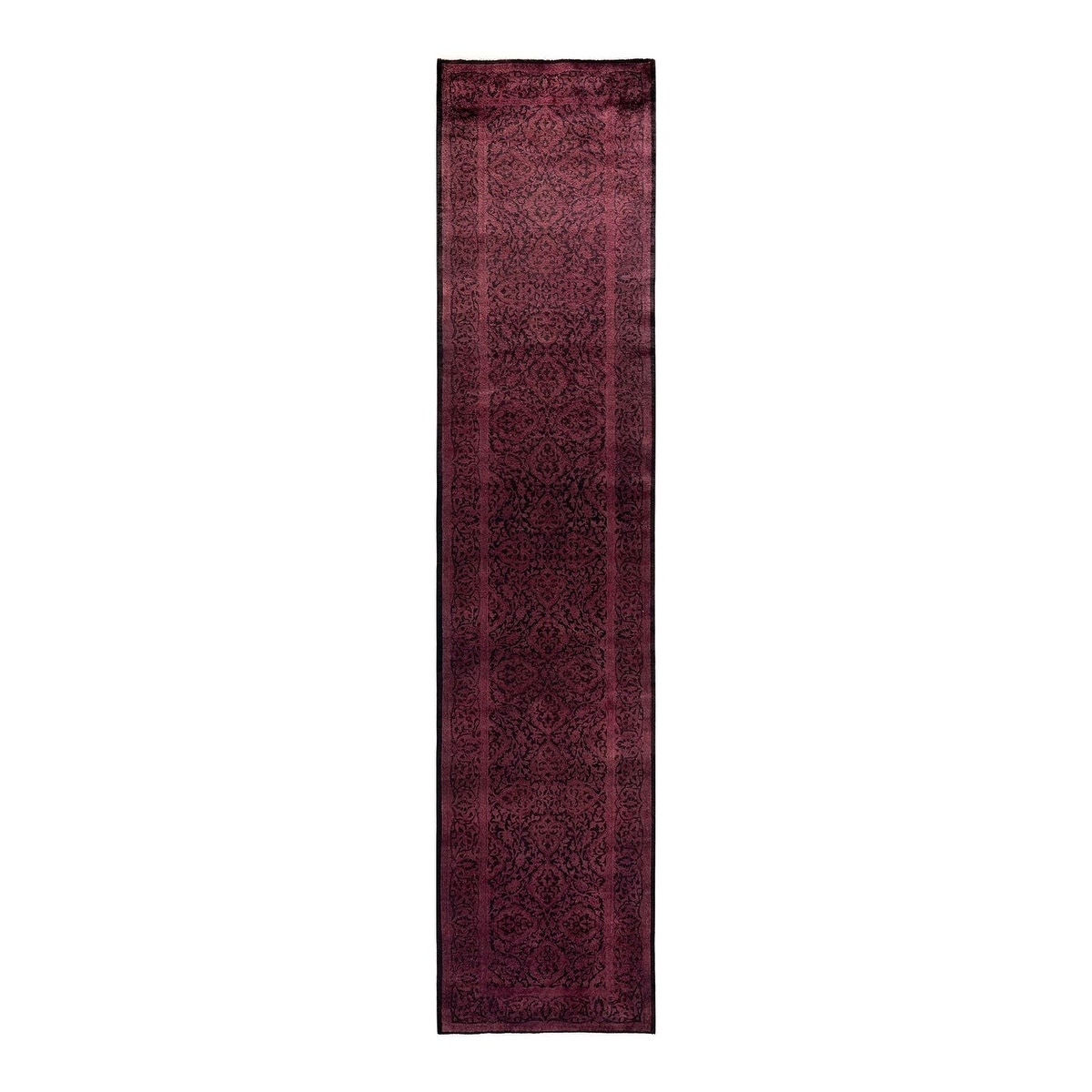 Overton Hand Knotted Wool Vintage Inspired Modern Contemporary Overdyed Black Runner Rug - 2' 6" x 11' 10"