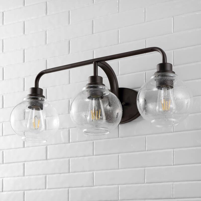Staunton Iron/Seeded Glass Cottage Rustic LED Vanity Light, by JONATHAN Y