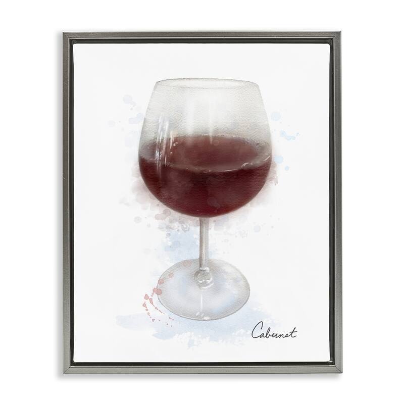 Stupell Modern Cabernet in Glass Framed Floater Canvas Wall Art Design By Matthew Piotrowicz - 17 x 21 - Grey