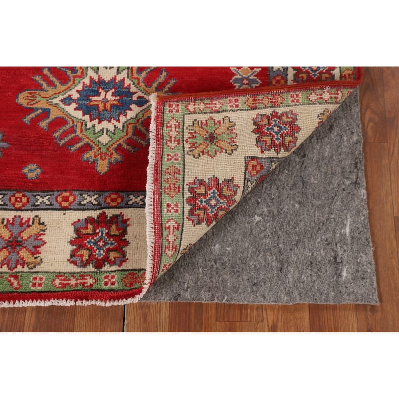 Red Kazak Oriental Accent Rug Hand-Knotted Wool Carpet - 3'5" x 4'11"