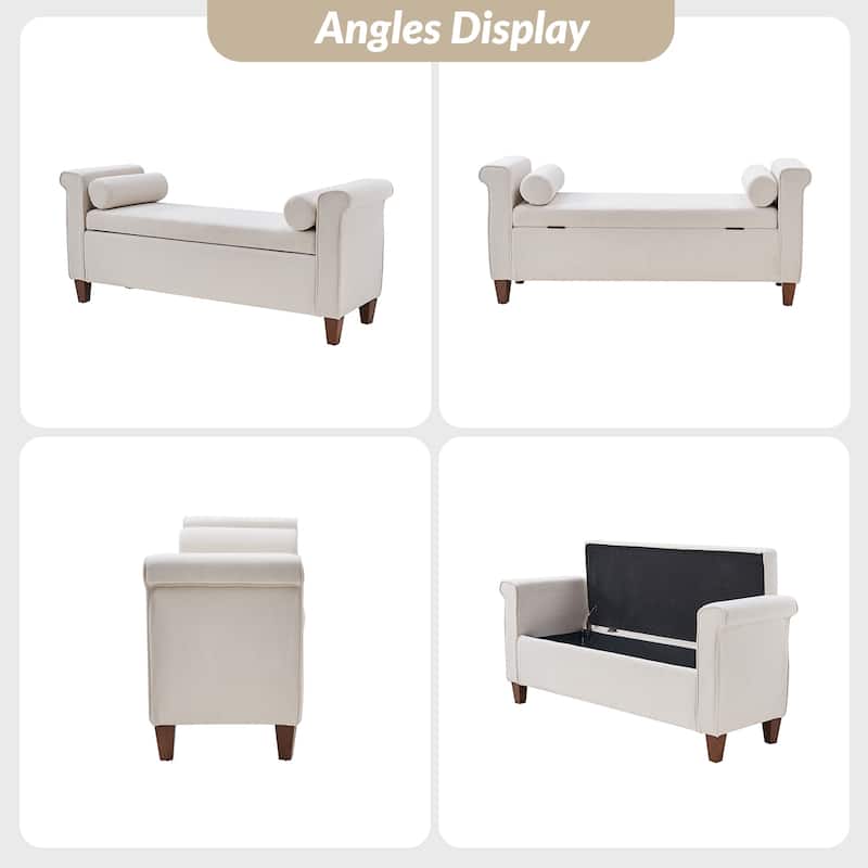Rita 54.3'' Wide Traditional Storage Bench with 2 Pillows by HULALA HOME