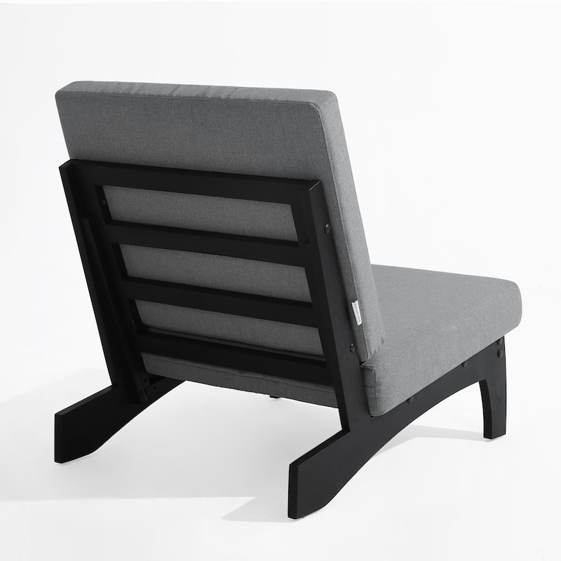 4Piece Wood Outdoor Loveseat Chair Conversation Set with Table Cushion