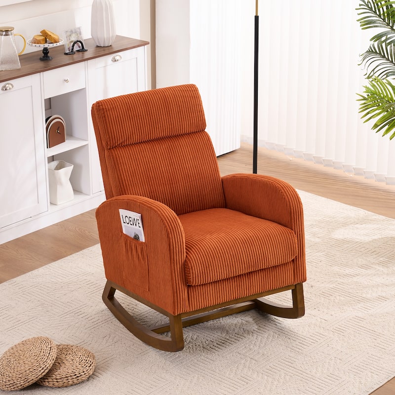 Comfortable fabric lounge rocker, corner reading rocker for living room