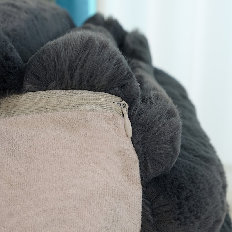 Madrid Collection Ultra Soft Ribbed Faux Fur Indoor Pouf