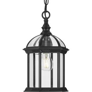 Dillard Collection One-Light Textured Black Outdoor Hanging Light - 7.5 in x 7.5 in x 13.62 in