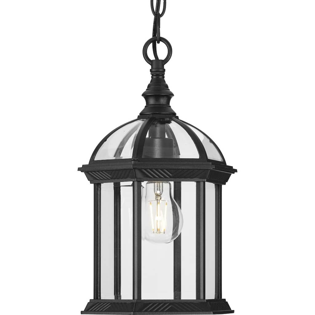 Dillard Collection One-Light Textured Black Outdoor Hanging Light - 7.5 in x 7.5 in x 13.62 in