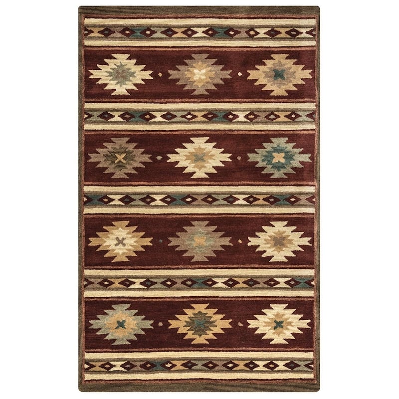 Alora Decor Ryder Red, Tan, Sage, and Teal Hand-tufted Wool Rug
