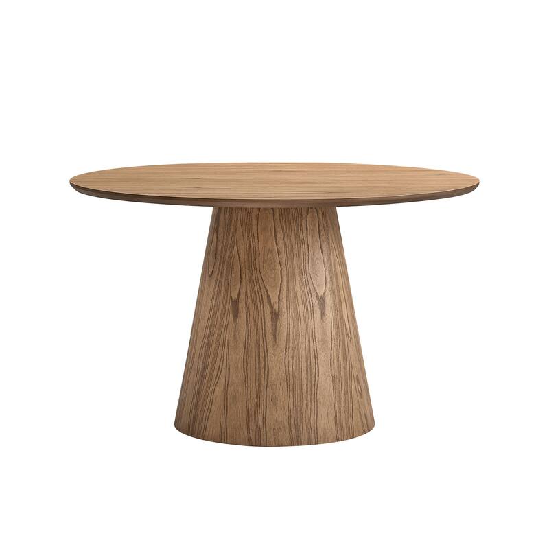 5-piece Wooden Round Dining Table Set Kitchen Table Set with X-shaped Backrest Chairs & Waterproof Tabletop