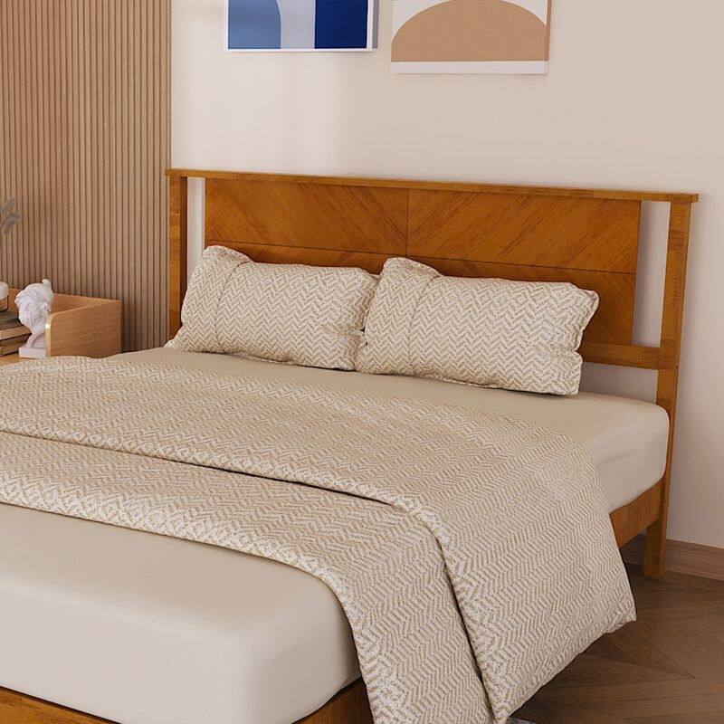 Twin Size Deluxe Bed Frame with Headboard with Solid Wood, No Box Spring Needed, Easy Assembly, White