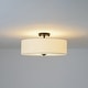 preview thumbnail 24 of 57, French Country Brass Round White Linen Drum Ceiling Light