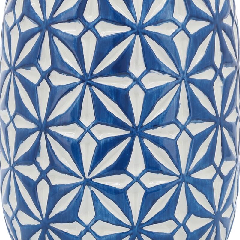 Sagebrook Home Decorative Daisy Ceramic Vase Contemporary Blue and White Flower Vase for Home, Office Decorative Accent