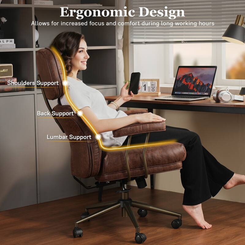 OVIOS Suede Fabric Ergonomic Lumbar Support Office Chair Desk Chair