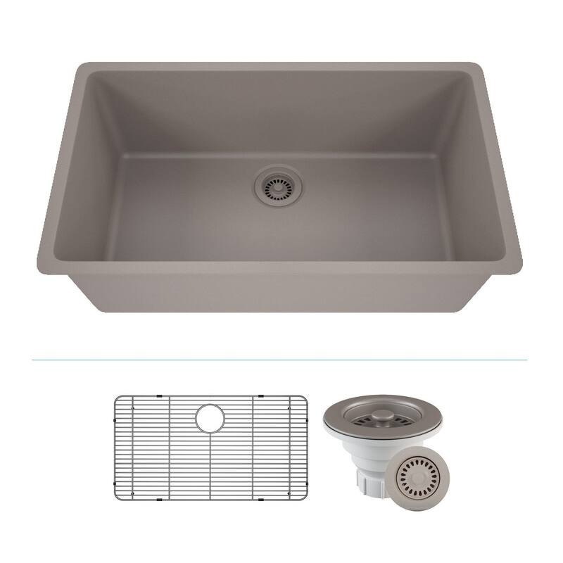 Lexicon Drop-In Quartz 32 Inch Single Bowl Kitchen Sink Kit