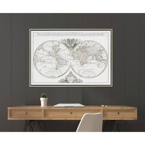 Kate and Laurel Sylvie World Map Framed Canvas by Corinna Buchholz