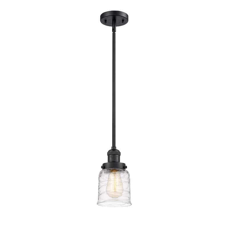 Innovations Lighting Franklin Restoration Bell - 1 Light 5" Stem Hung Mini Pendant - Deco Swirl/Matte Black