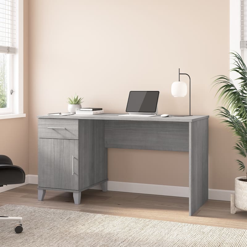 Somerset 54W Office Desk with Drawers by Bush Furniture - Platinum Gray