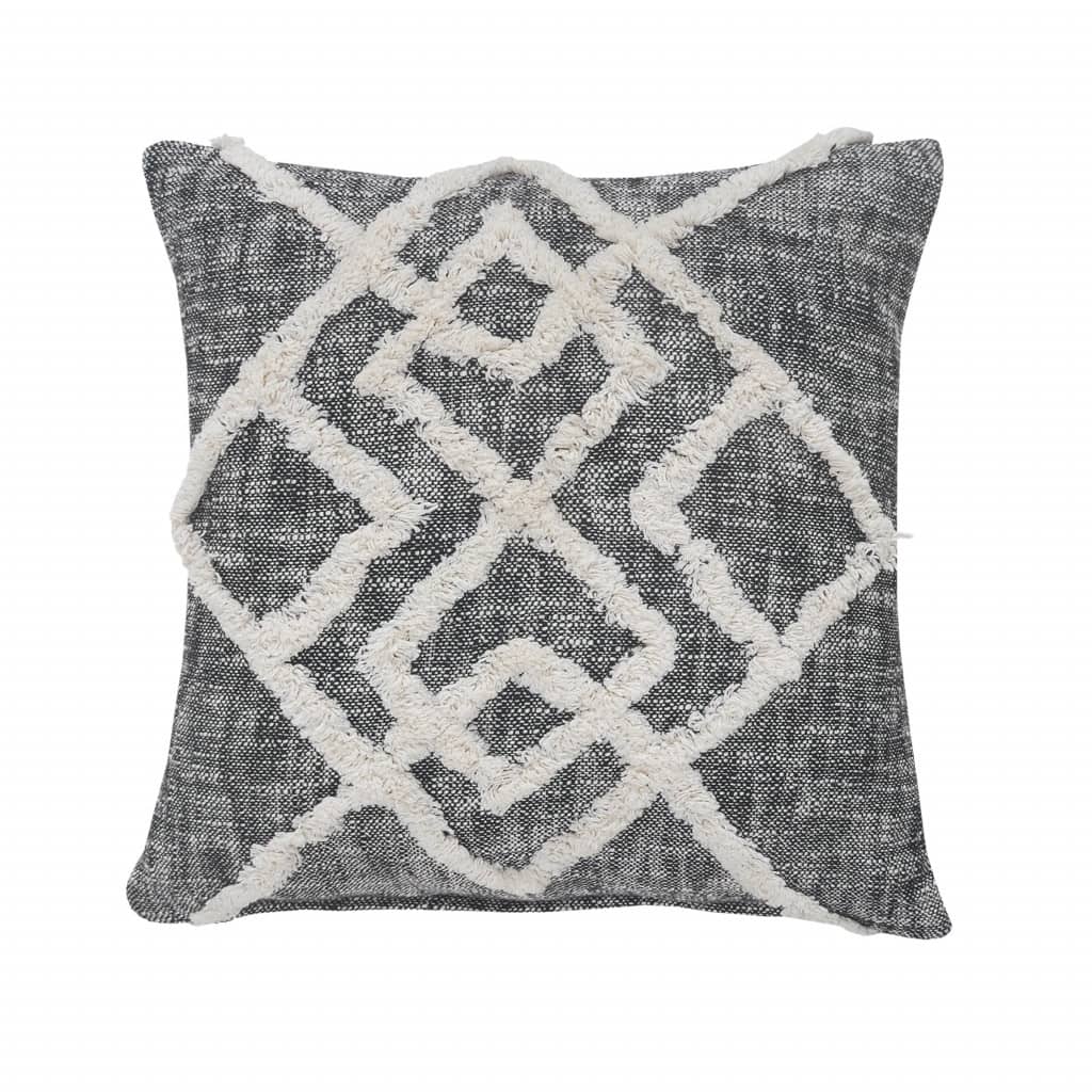 HomeRoots 20" X 20" Black And Cream 100% Cotton Geometric Zippered Pillow