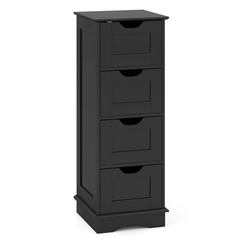 Gymax 4-Drawer Bathroom Cabinet w/Cut-out Handles Anti-toppling Device