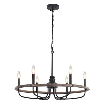 6-Light Candlestick Hanging Linear Foyer Chandelier Lighting Fixture for Dining Room Kitchen Island