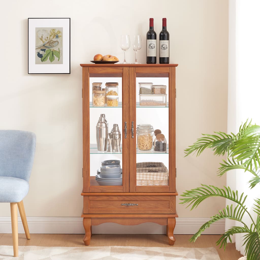 Exquisite Lighted Glass Display Cabinet with Versatile Storage and Stylish Design for Home
