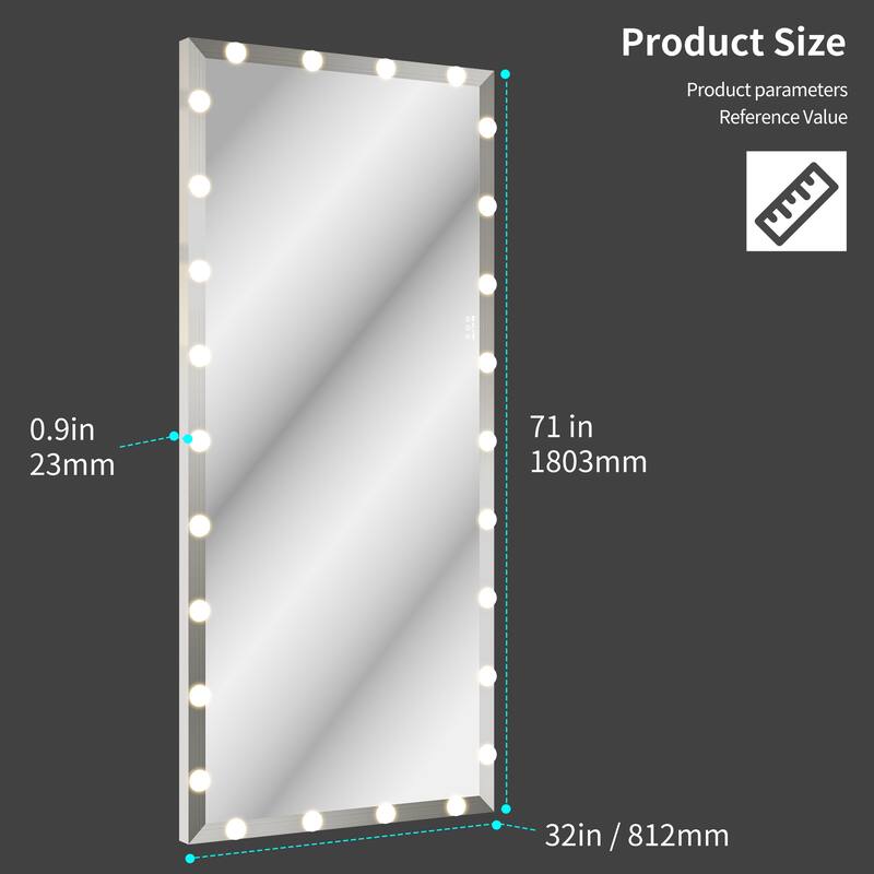 Full Length Mirror with Adjustable Color and Brightness Lighted