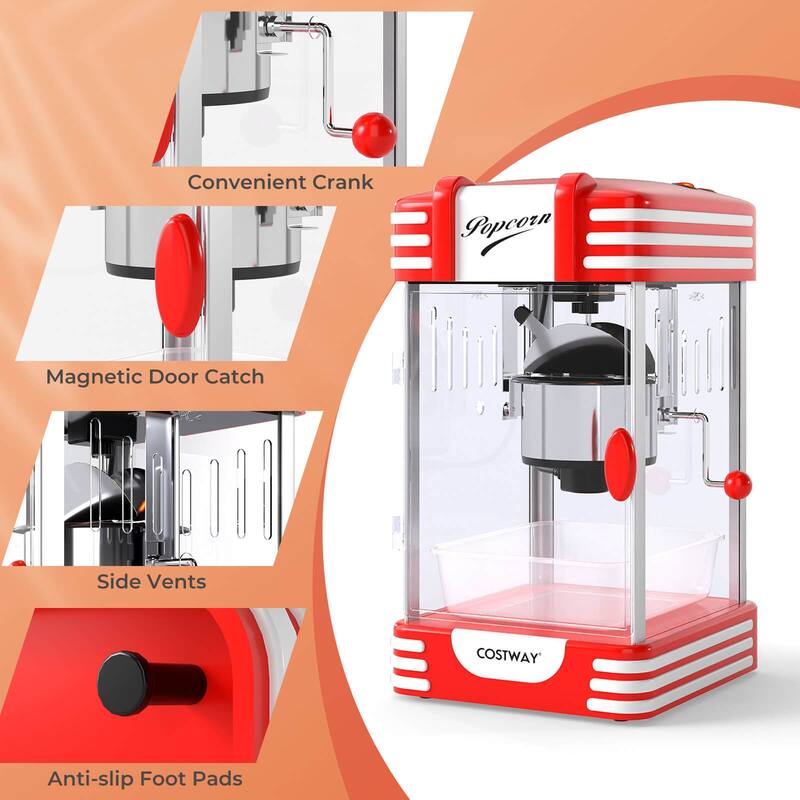 Costway 19 Oz Popcorn Machine with Stainless Steel Kettle, Halogen - See Details