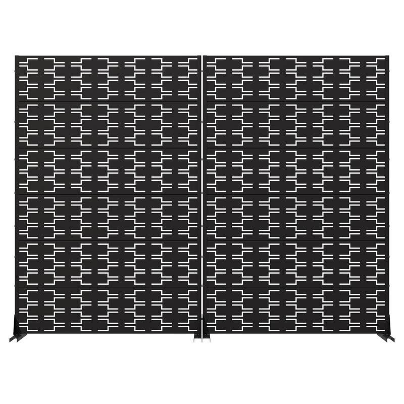 Outdoor Privacy Screen Metal Screen Fence Panel Set of 2