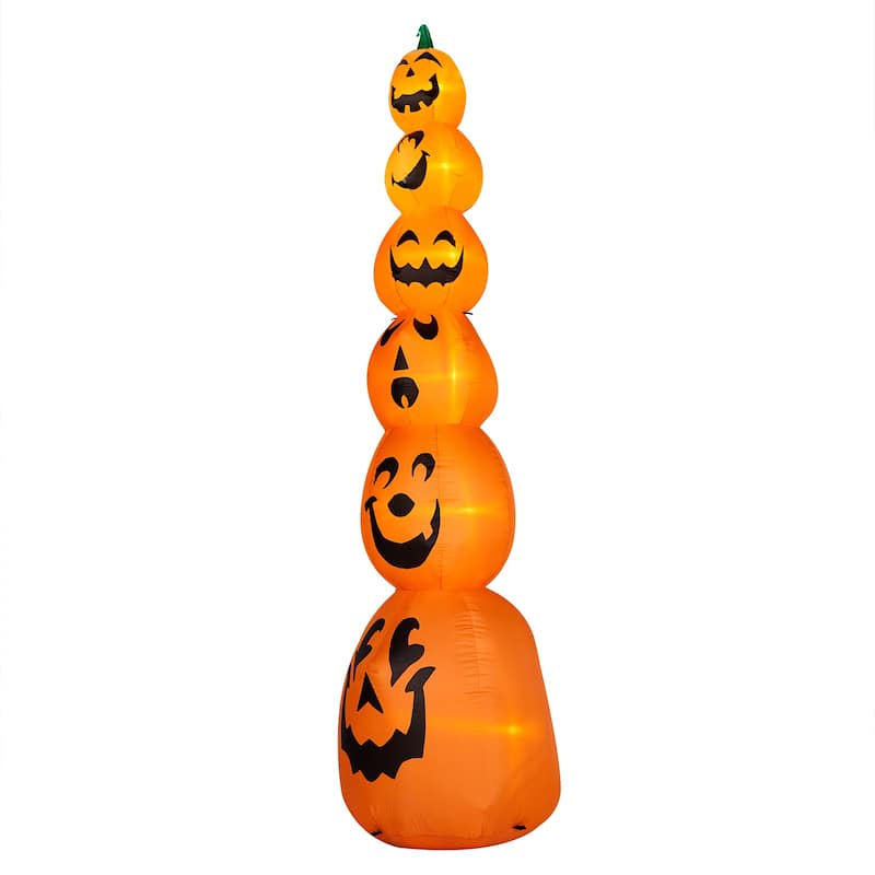 9ft Halloween Inflatable Stacked Pumpkin Yard Decor with LED Lights for Indoor or Outdoor Use