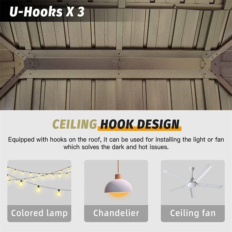 12'x20' Aluminum Frame Hardtop Gazebo with Double Roof, Mesh Netting, and Privacy Curtains for Outdoor Use