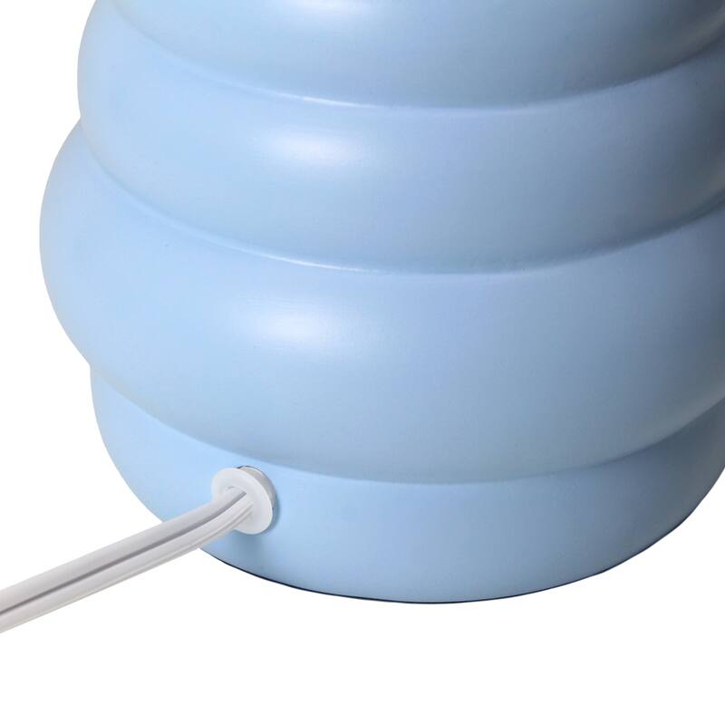 Ribbed Ceramic Table Lamp with Drum Shade - 12.75" - Blue