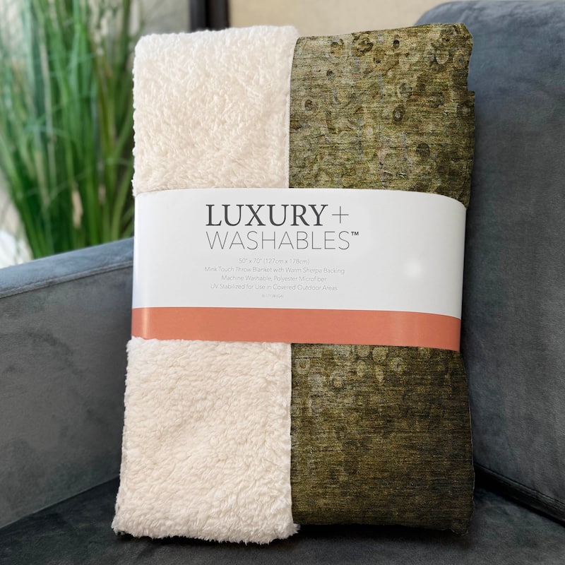 Premium Machine Washable Abstract Solid Sherpa Throw Blanket