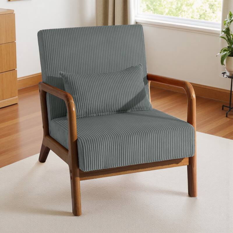 Mid-Century Upholstered Accent Chair with Wood Frame