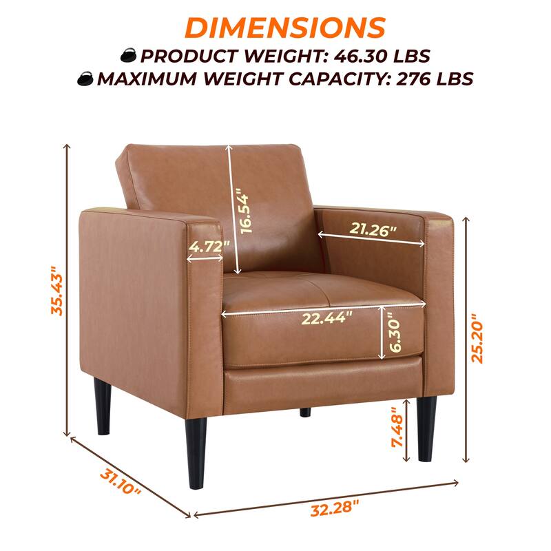 Genuine Leather Sofa Set – Mid-Century Modern Chair, Loveseat & Sofa with Luxurious Comfort