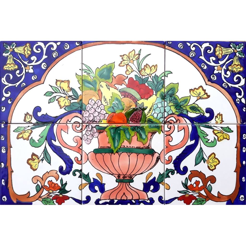 18x12 Fruit Basket Kitchen Backsplash 6pc Mosaic Tile Wall Mural