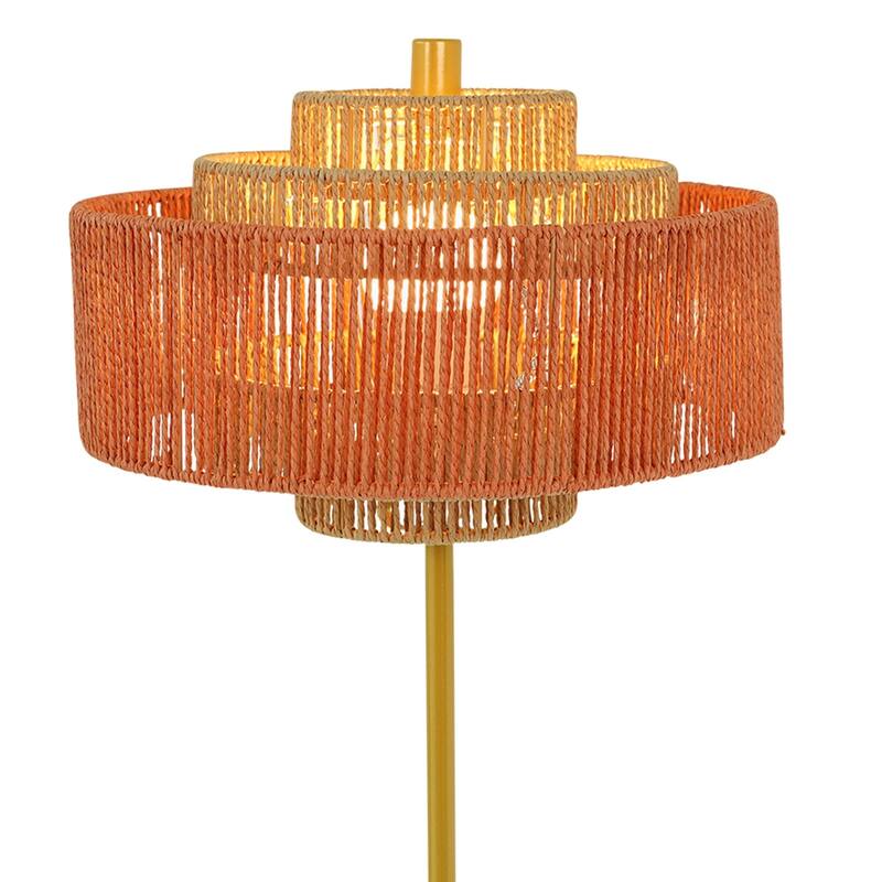 Modern Tripod Floor Lamp, Living Room Standing Lamp with Fabric Shade - Gold