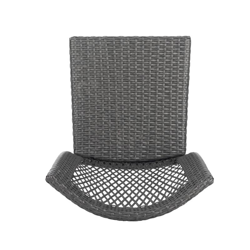 Roomfitters Set of 2 Stackable Outdoor Dining Chairs, Diamond-Mesh PE Wicker with Iron Frame