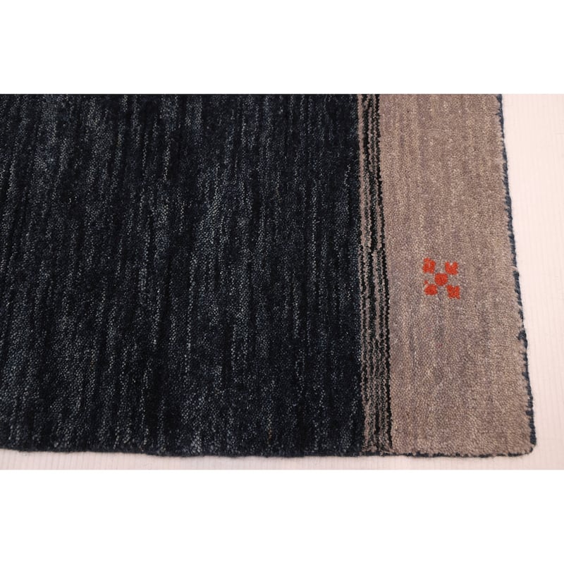 ECARPETGALLERY Hand Loomed Kashkuli Gabbeh Navy Wool Rug - 6'8 x 8'1
