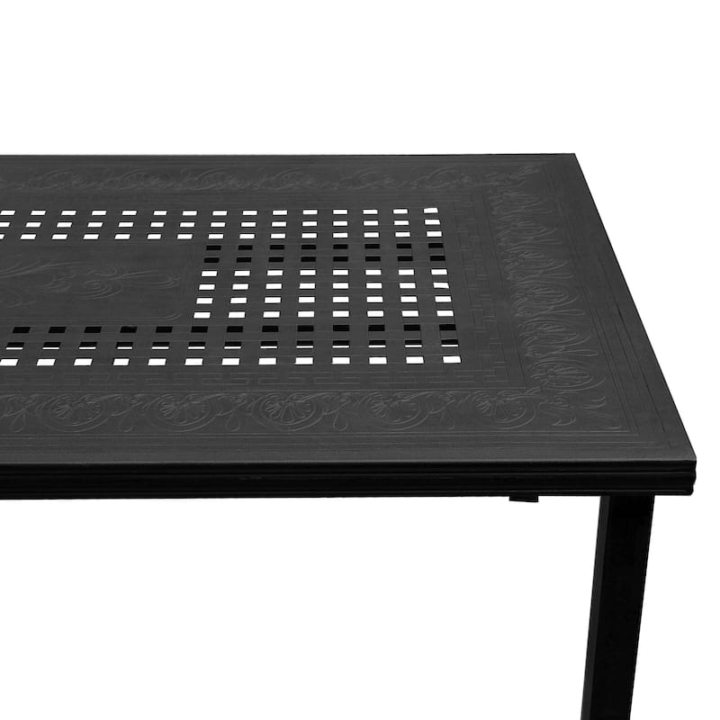 Modern Outdoor Mesh Lattice Aluminum 95-in Large Rectangular Patio Dining Set with Eight Arm Chairs - N/A