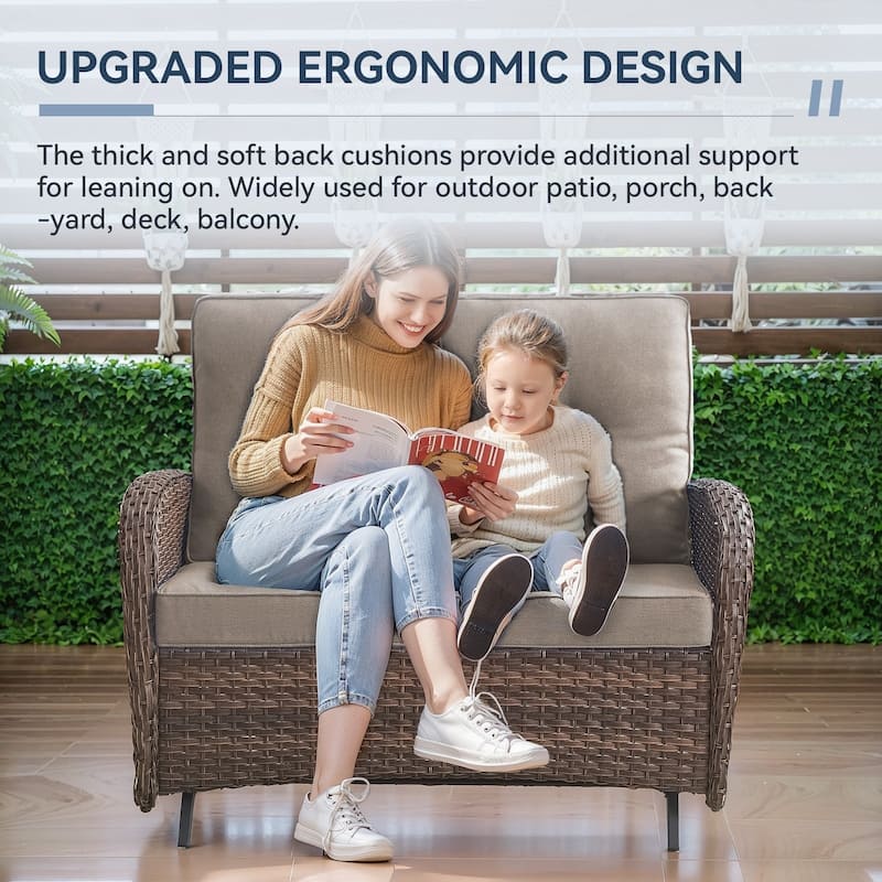 Gymojoy Outdoor Wicker Patio Furniture Loveseat Glider Set