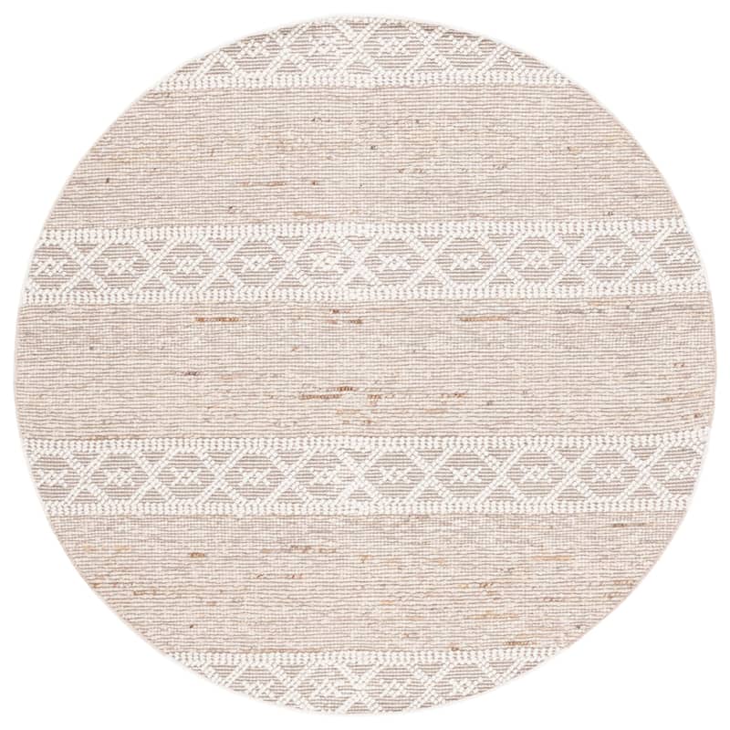 SAFAVIEH Handmade Natura Birthe Wool Rug - 6' Round - Ivory/Beige