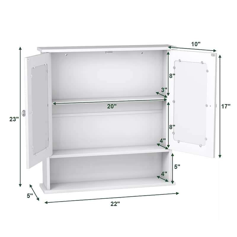 Costway New Bathroom Wall Cabinet Double Mirror Door Cupboard Storage