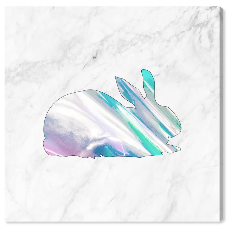 Wynwood Studio Canvas Animals Bunny Holo and Marble Gray and Metallic Gray Farmhouse Wall Art Canvas Print