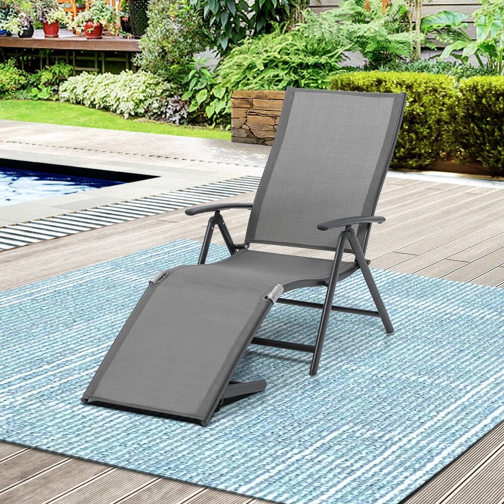 Pellebant Outdoor Folding Adjustable Aluminum Patio Chaise Lounge Chair