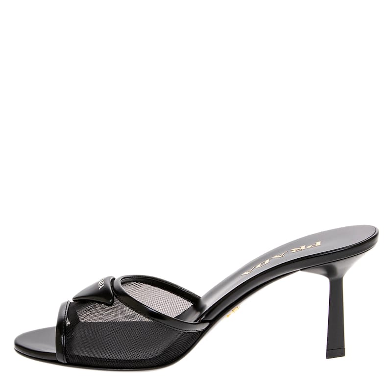 Prada Triangle Logo Mesh Slide Sandals