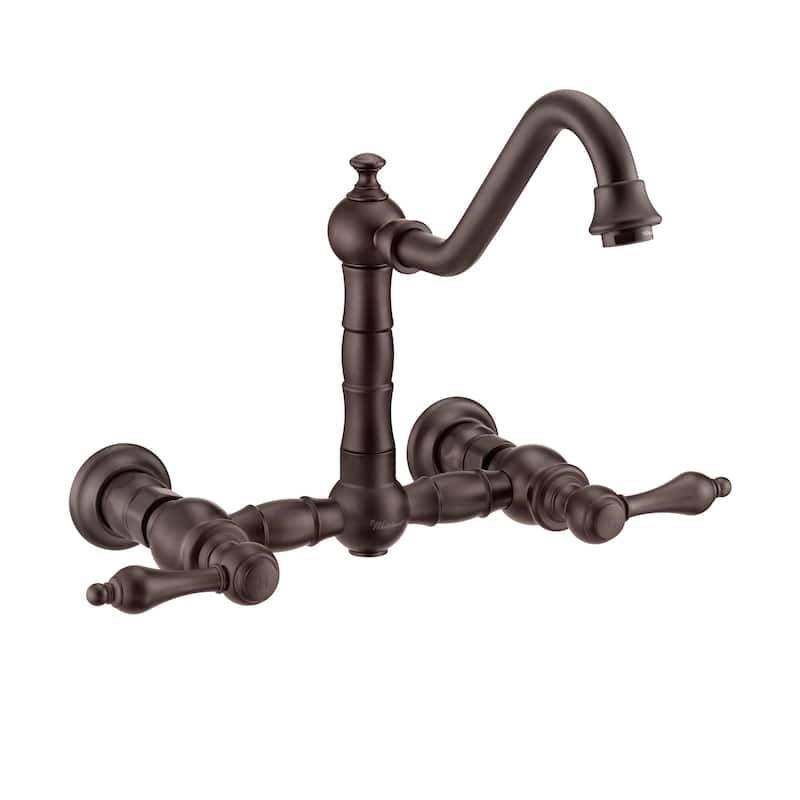 Vintage III Plus Wall Mount Faucet with a Long Traditional Swivel Spout, Lever Handles and Solid Side Spray