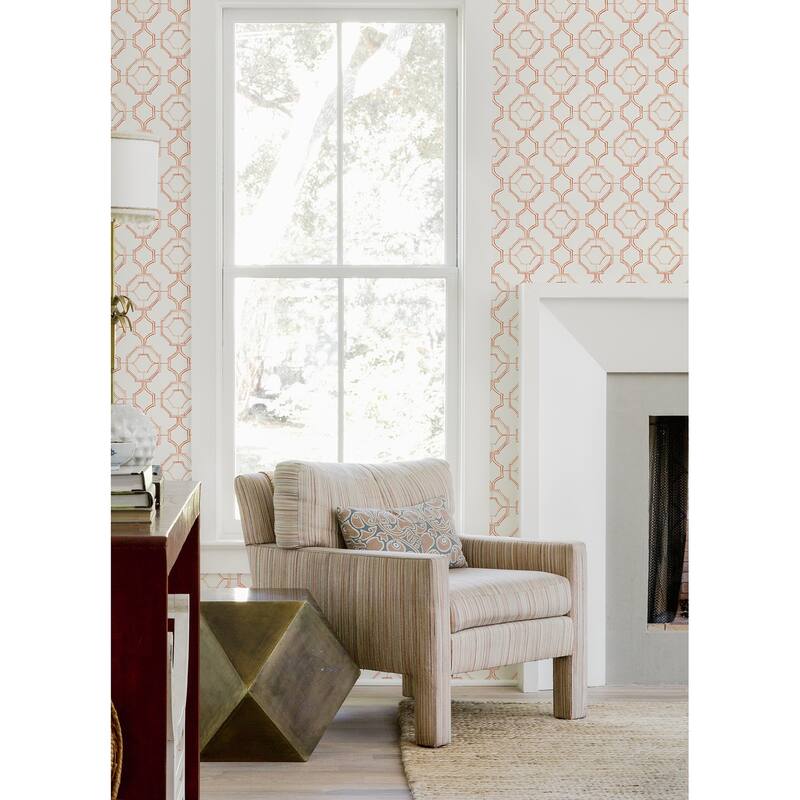 A-Street Prints Gallina Orange Trellis Wallpaper