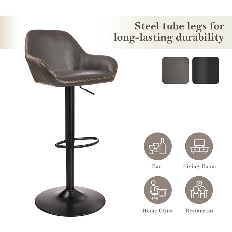Glitzhome 41"H Round Wood Top High Pub Table with Gaslift Adjustable Swivel Bar Stools Set