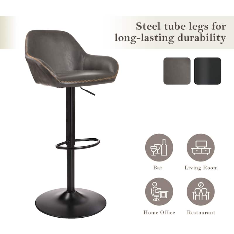 Glitzhome Set of 3 Mid-Century Modern Adjustable Swivel Bar Stools - Set of 3