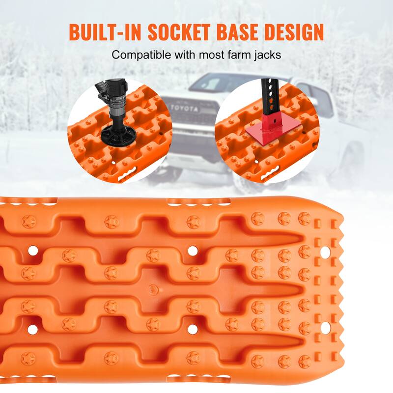 Traction Boards with PP Material, Recovery Boards for Off-road Vehicles/Cars/Pickups/SUVs/RVs, Pair Tire Traction Mats on Snow